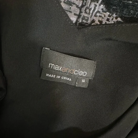 Max and Cleo black Silver Sleeveless V Neck Party Dress Sz 14 Cocktail - Picture 9 of 12